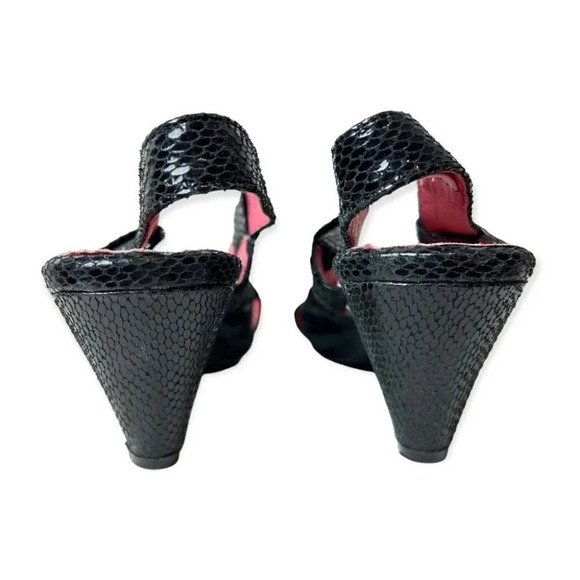 Jeffrey Campbell Frizon Black Leather Slingback Peep-toe  Snake Pump - Picture 5 of 11